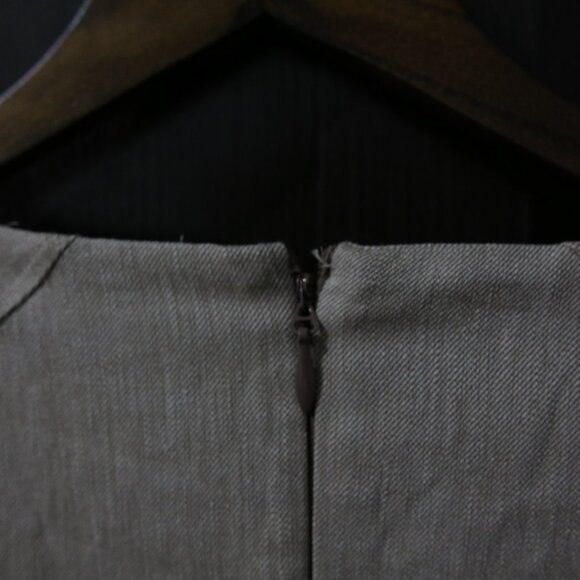 Tan Beige Light Brown A-line retro puffed sleeve dress, pre-owned,worn once - Picture 5 of 10